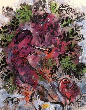 Oil chagall marc Painting - Boy with Flowers by Chagall Marc