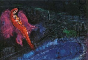Oil abstract Painting - Bridges over the Seine 1954 by Chagall Marc