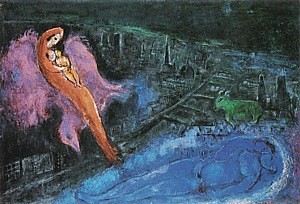 Oil chagall marc Painting - Bridges over the Seine, 1954 by Chagall Marc