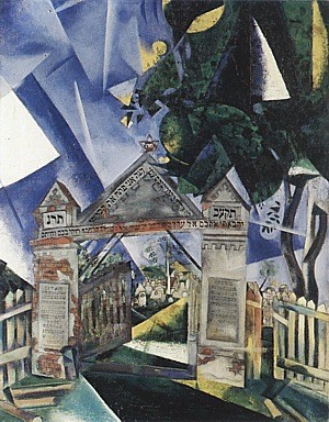 Oil chagall marc Painting - Cemetery Gates, 1917 by Chagall Marc