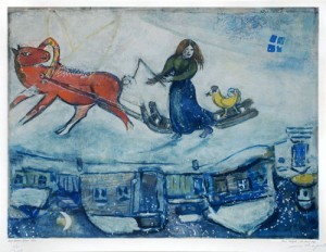 Oil red Painting - Cheval Rouge (The Red Horse) by Chagall Marc