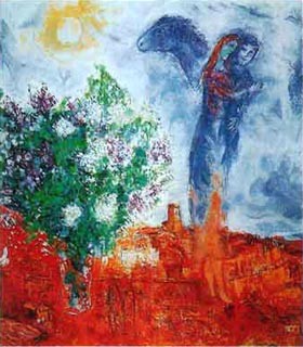 Oil chagall marc Painting - Couple au Dessus de St. Paul by Chagall Marc