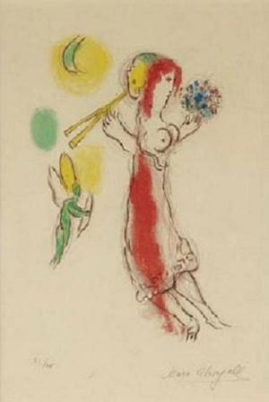 Oil abstract Painting - Daphnis and Chloe by Chagall Marc