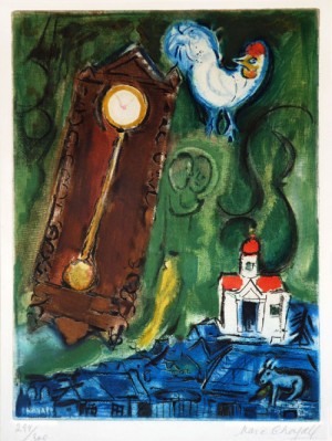 Oil chagall marc Painting - Etching Aquatint, L'Horloge, 1956 by Chagall Marc