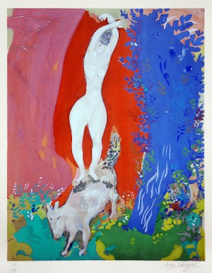 Oil Abstract Painting - Femme de Cirque (Circus Woman), c. 1960 by Chagall Marc