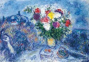 Oil chagall marc Painting - Fleurs by Chagall Marc