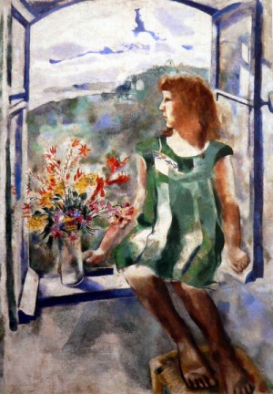 Oil abstract Painting - Ida at the Window,1924 by Chagall Marc
