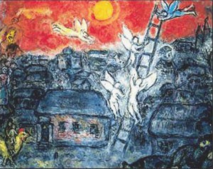 Oil chagall marc Painting - Jacob's Ladder by Chagall Marc