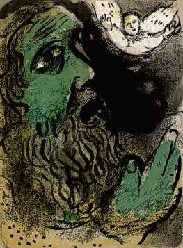 Oil abstract Painting - Job Praying by Chagall Marc