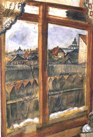 Oil abstract Painting - Kind from a window. Vitebsk. by Chagall Marc