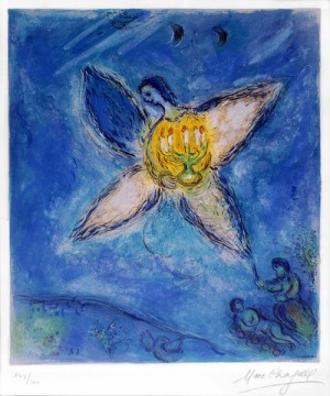 Oil angel Painting - L' ange au chandelier (Angel with Candlestick), 1973 by Chagall Marc