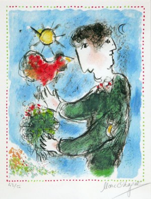 Oil abstract Painting - L'aurore (Day-Break) 1983 by Chagall Marc
