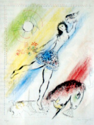 Oil abstract Painting - L'Ecuyere 1964 by Chagall Marc