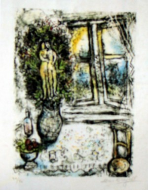 Oil abstract Painting - La Fenetre Entrouverte  1975 by Chagall Marc