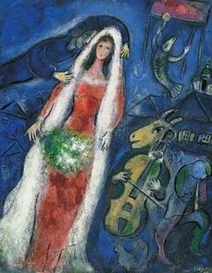 Oil chagall marc Painting - La Mariee by Chagall Marc