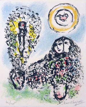 Oil the Painting - La Mise En Mot (The Setting In Words) (1969) by Chagall Marc