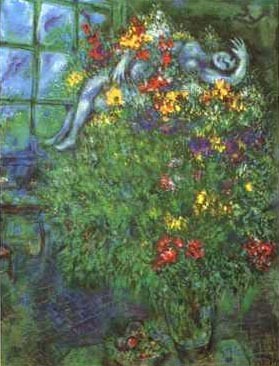Oil chagall marc Painting - Le Bouquet Ardent by Chagall Marc