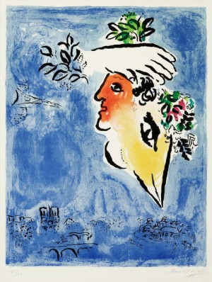  Photograph - Le Ciel Bleu, Paris (The Blue Sky of Paris), 1964 by Chagall Marc