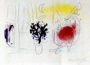 Oil abstract Painting - Le Coq Rouge,from Chagall by Chagall Marc