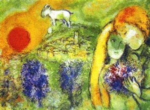 Oil chagall marc Painting - Les Amoureaux de Vence by Chagall Marc