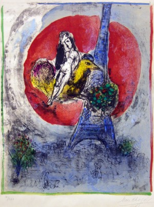  Photograph - Les Amoureux de la Tour Eiffel (The Eiffel Tower Lovers), 1960 by Chagall Marc