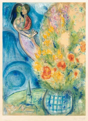 Oil red Painting - Les Coquelicots (Red Poppies), 1949 by Chagall Marc
