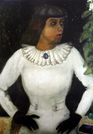 Oil abstract Painting - My Fiancee in Black Gloves,1909 by Chagall Marc