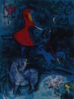 Oil abstract Painting - One plate,from Le Cirque 1967 by Chagall Marc