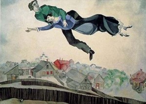 Oil abstract Painting - Over the Town. 1914-1918. by Chagall Marc
