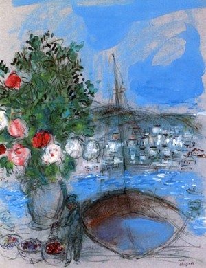Oil chagall marc Painting - Poros 1954 by Chagall Marc
