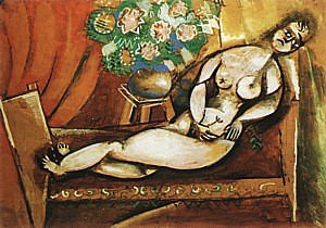 Oil nude Painting - Reclining Nude, 1911 by Chagall Marc