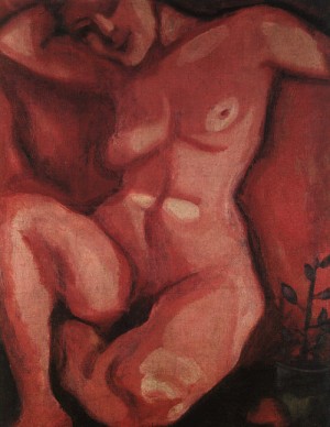 Oil red Painting - Red Nude Sitting Up, 1908 by Chagall Marc