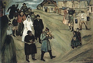 Oil abstract Painting - Russian Wedding, 1909 by Chagall Marc