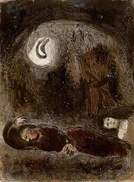 Oil abstract Painting - Ruth at the Feet of Boaz by Chagall Marc