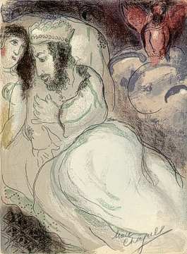 Oil abstract Painting - Sarah and Abimelech by Chagall Marc