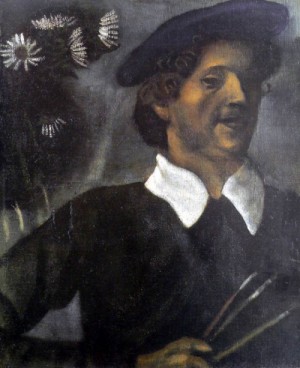 Oil abstract Painting - Self-portrait with Brushes,1909 by Chagall Marc