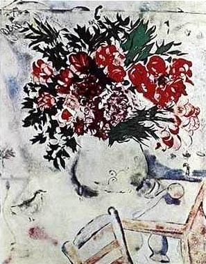 Oil abstract Painting - Still Life with Flowers by Chagall Marc