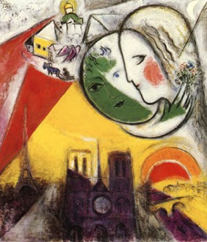 Oil abstract Painting - Sunday 1952 - 54 by Chagall Marc