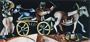 Oil abstract Painting - The Cattle Dealer, 1912 by Chagall Marc