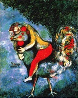 Oil abstract Painting - The Cock by Chagall Marc