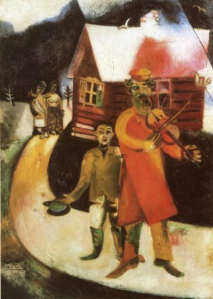 Oil abstract Painting - The Fiddler(Le violoniste) 1911-14 by Chagall Marc