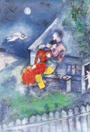 Oil chagall marc Painting - The Lovers by Chagall Marc