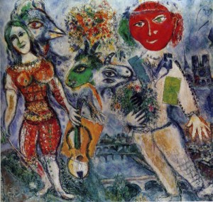 Oil chagall marc Painting - The Players, 1968 by Chagall Marc