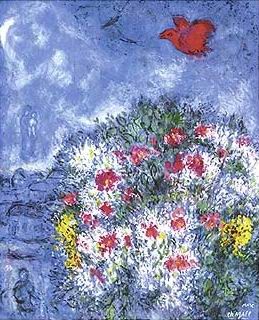 Oil red Painting - The Red Bird by Chagall Marc