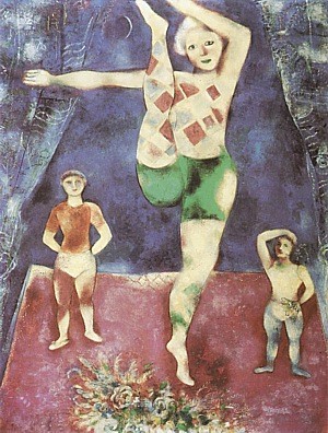 Oil chagall marc Painting - The Three Acrobats, 1926 by Chagall Marc