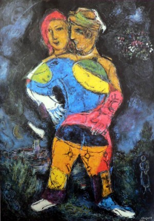 Oil abstract Painting - The Walk,1973 by Chagall Marc