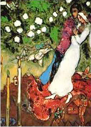 Oil chagall marc Painting - Three Candles by Chagall Marc