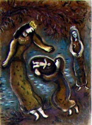 Oil abstract Painting - Tivo Plates,from The Story of the Exodus 1966 by Chagall Marc