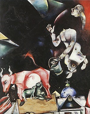 Oil chagall marc Painting - To Russia, with Asses and Others, 1911 by Chagall Marc