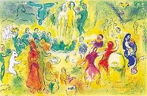 Oil the Painting - Wedding Feast in the Nymph's Grotto by Chagall Marc